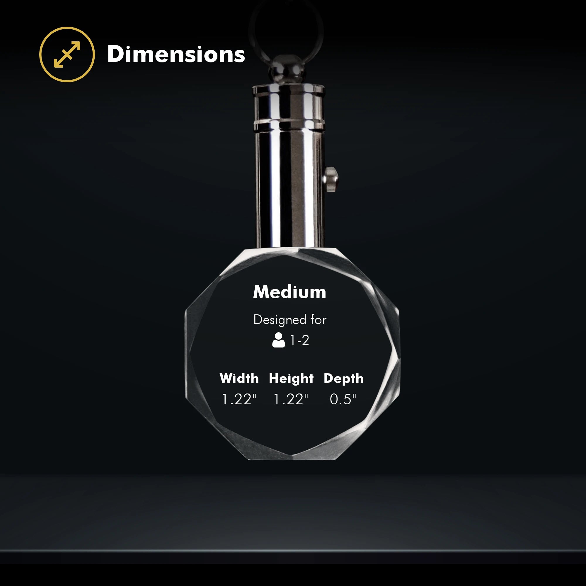 Octagon Crystal Keychain Size Chart