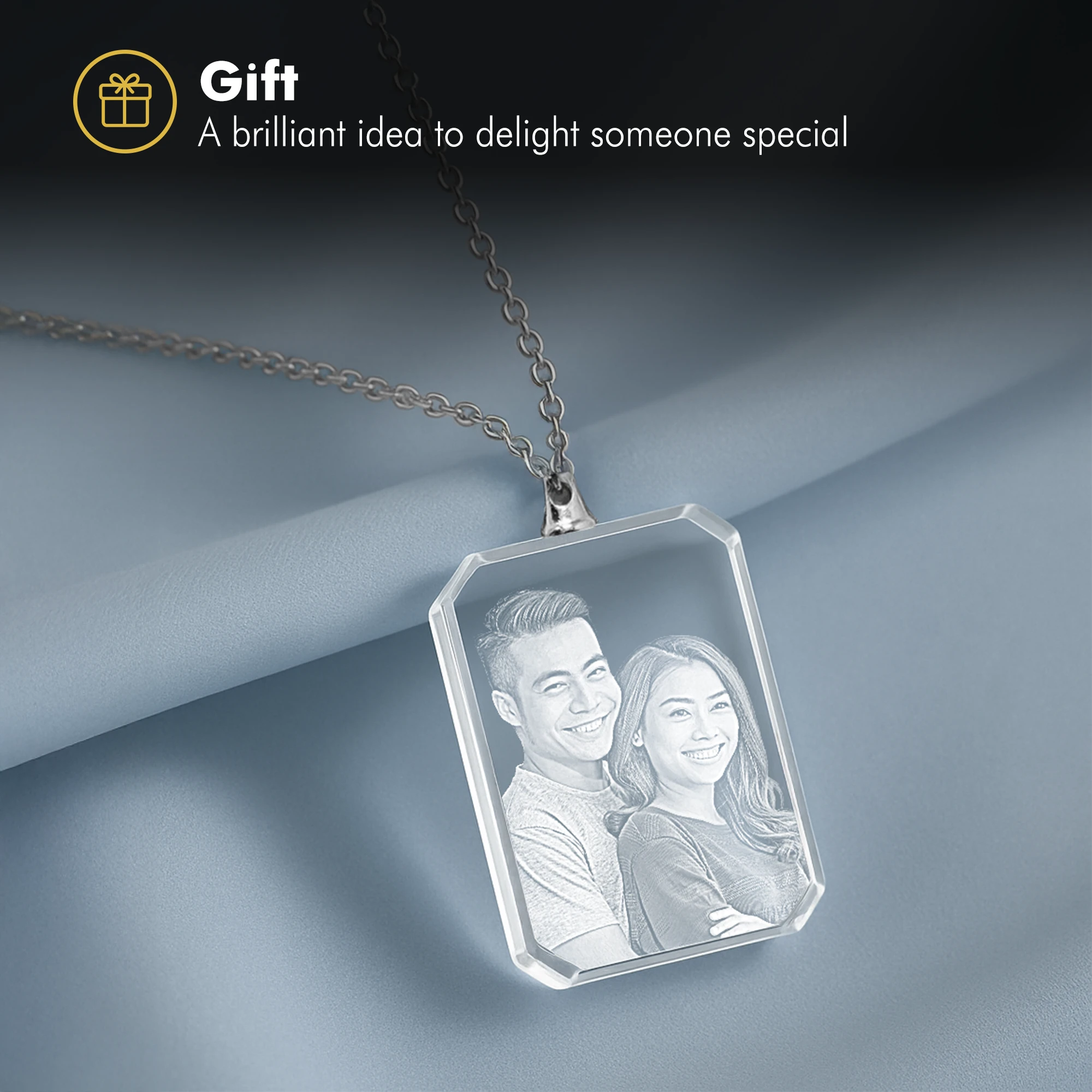 2D Crystal Photo Necklace - Bone - Beyond Memories