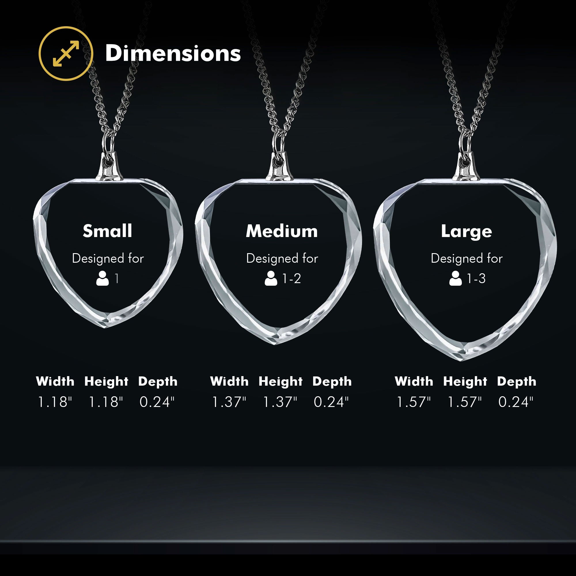 Beyond Memories Necklace Heart Size Chart