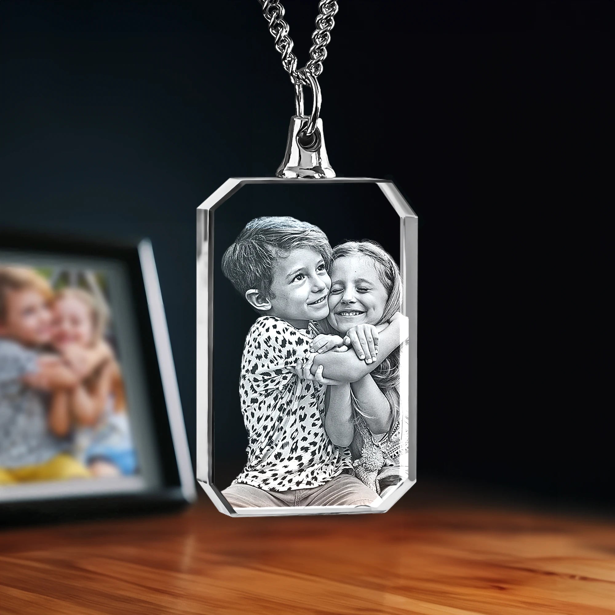 2D Crystal Photo Necklace - Rectangle - Beyond Memories - 35266148