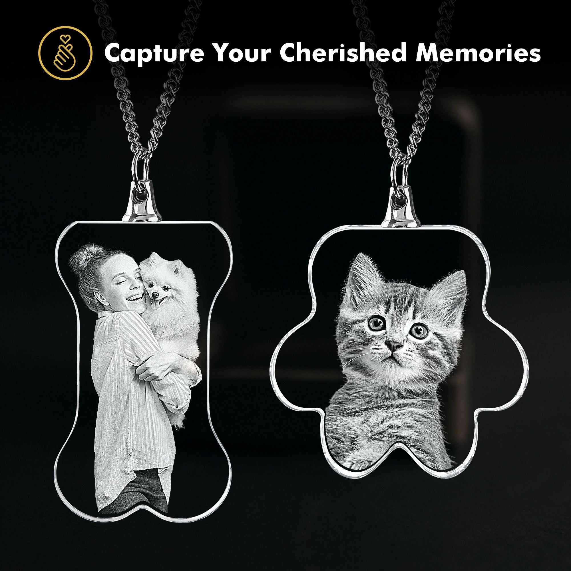 2D Crystal Photo Necklace - Bone - Beyond Memories