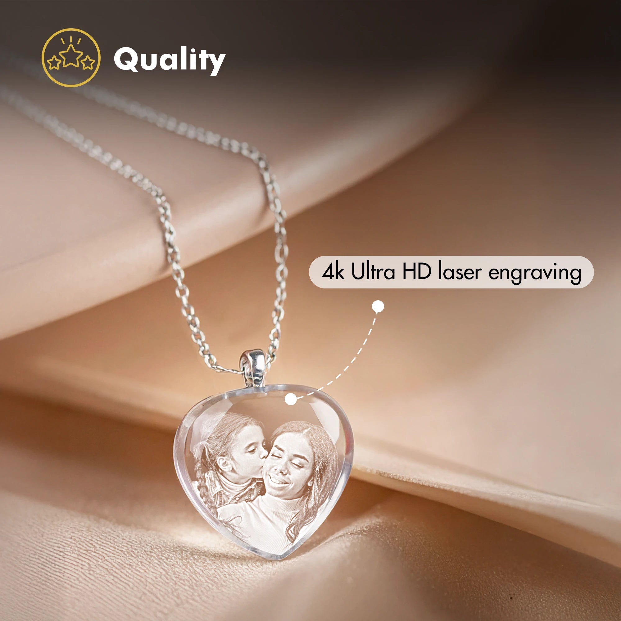 2D Crystal Photo Necklace - Bone - Beyond Memories