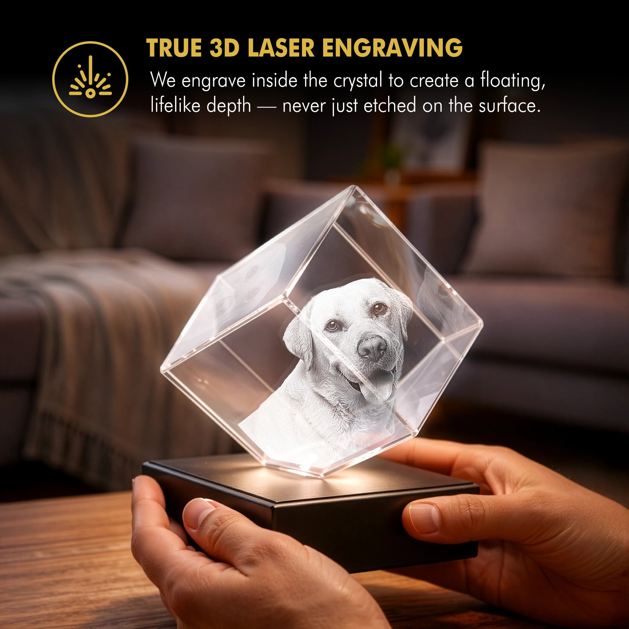 3D Memory Crystal™ - Tabletop - Cube - For Mom - Beyond Memories