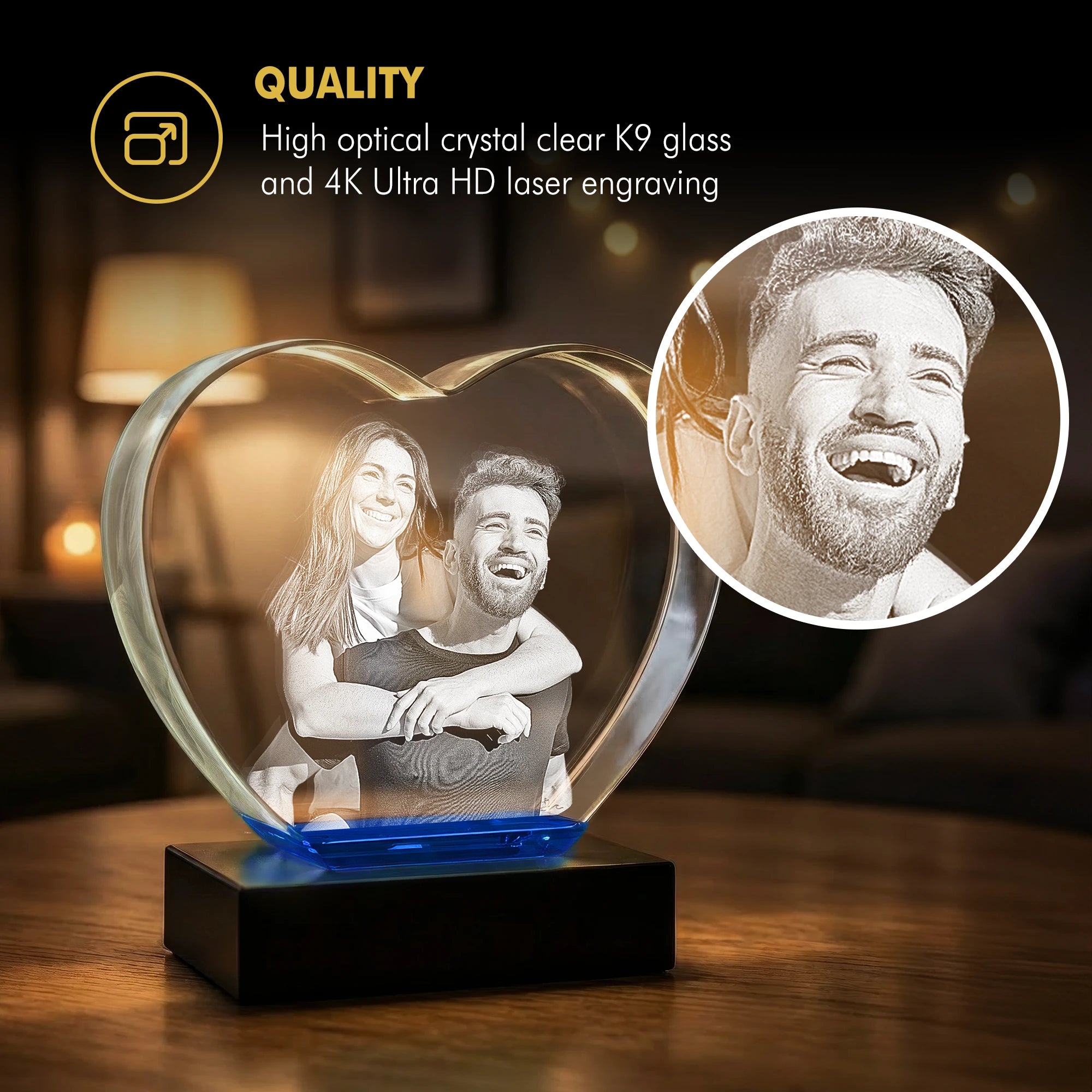 3D Memory Crystal™ - Tabletop - Heart - Jewel - Beyond Memories