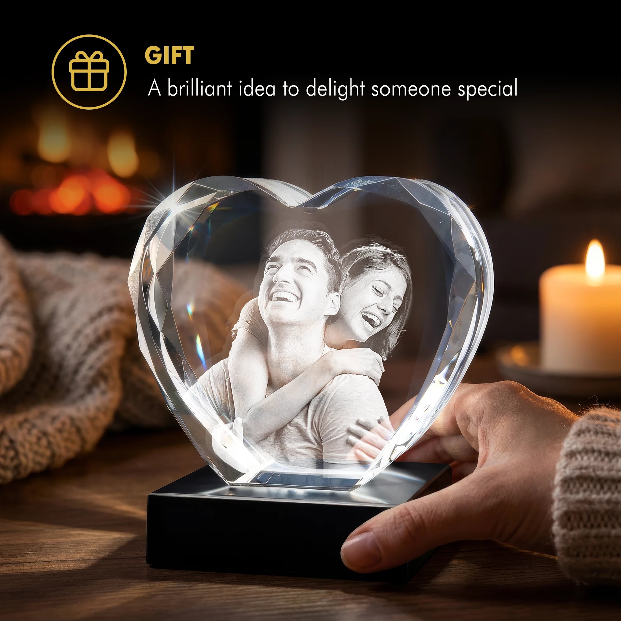 3D Memory Crystal™ - Tabletop - Heart - Multi-Faceted - Beyond Memories