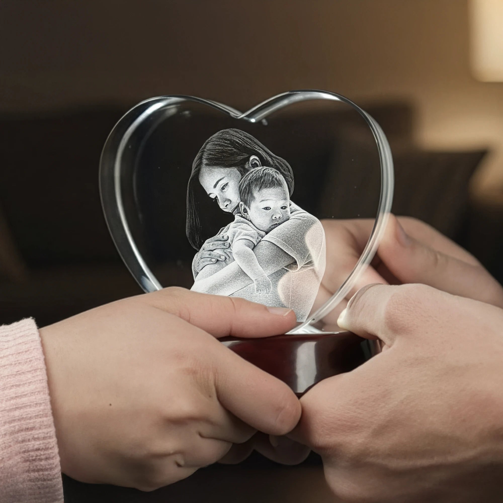 3D Memory Crystal™ - Tabletop - Heart - Wedding - Beyond Memories