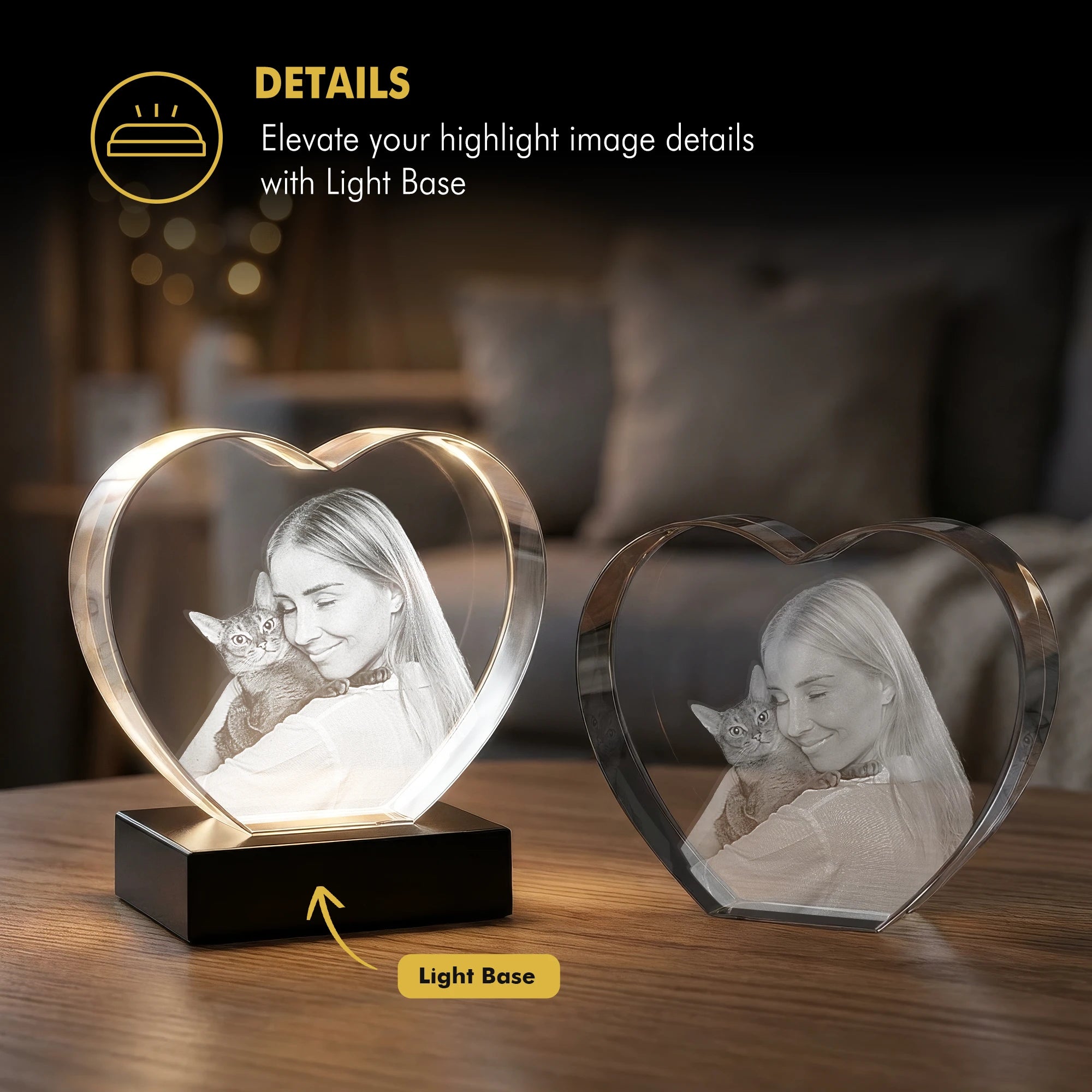 3D Pet Crystal Engraving - Heart - Beyond Memories