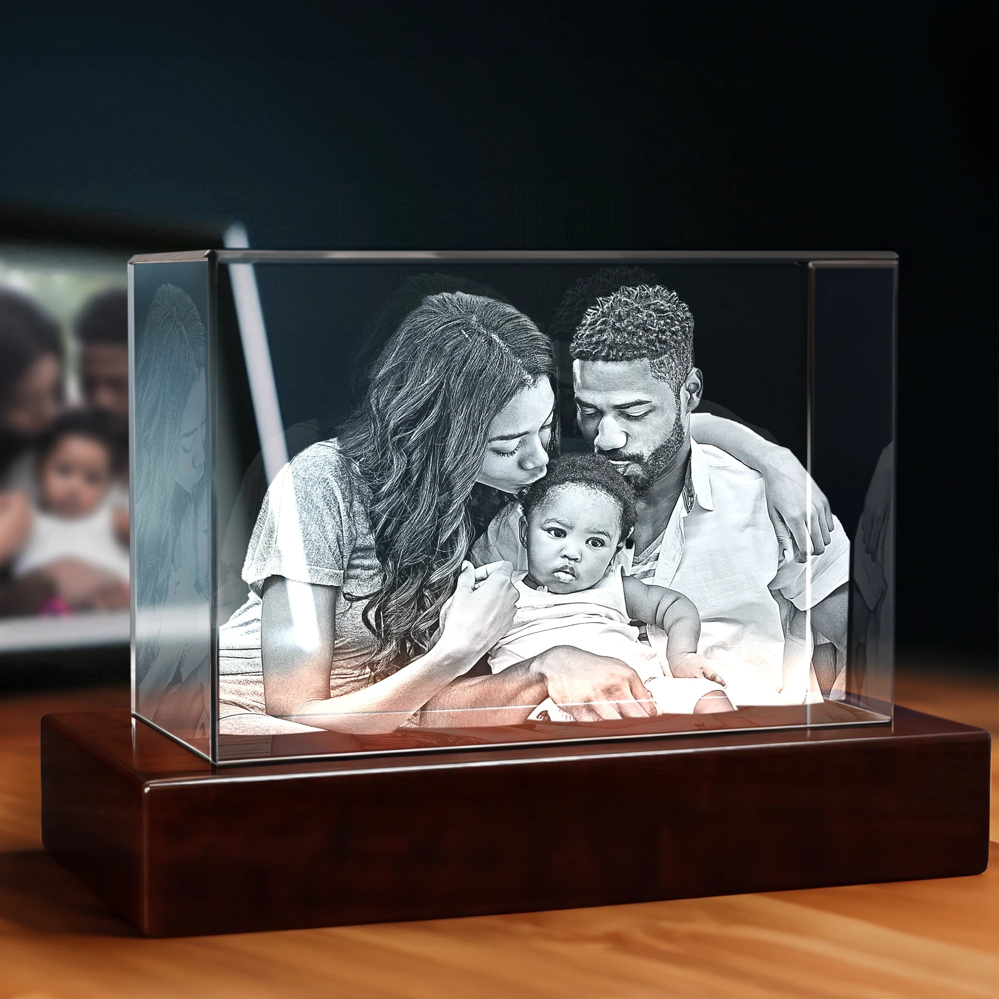 3D Christmas Engraving Crystal - Rectangle - Beyond Memories - 58807758