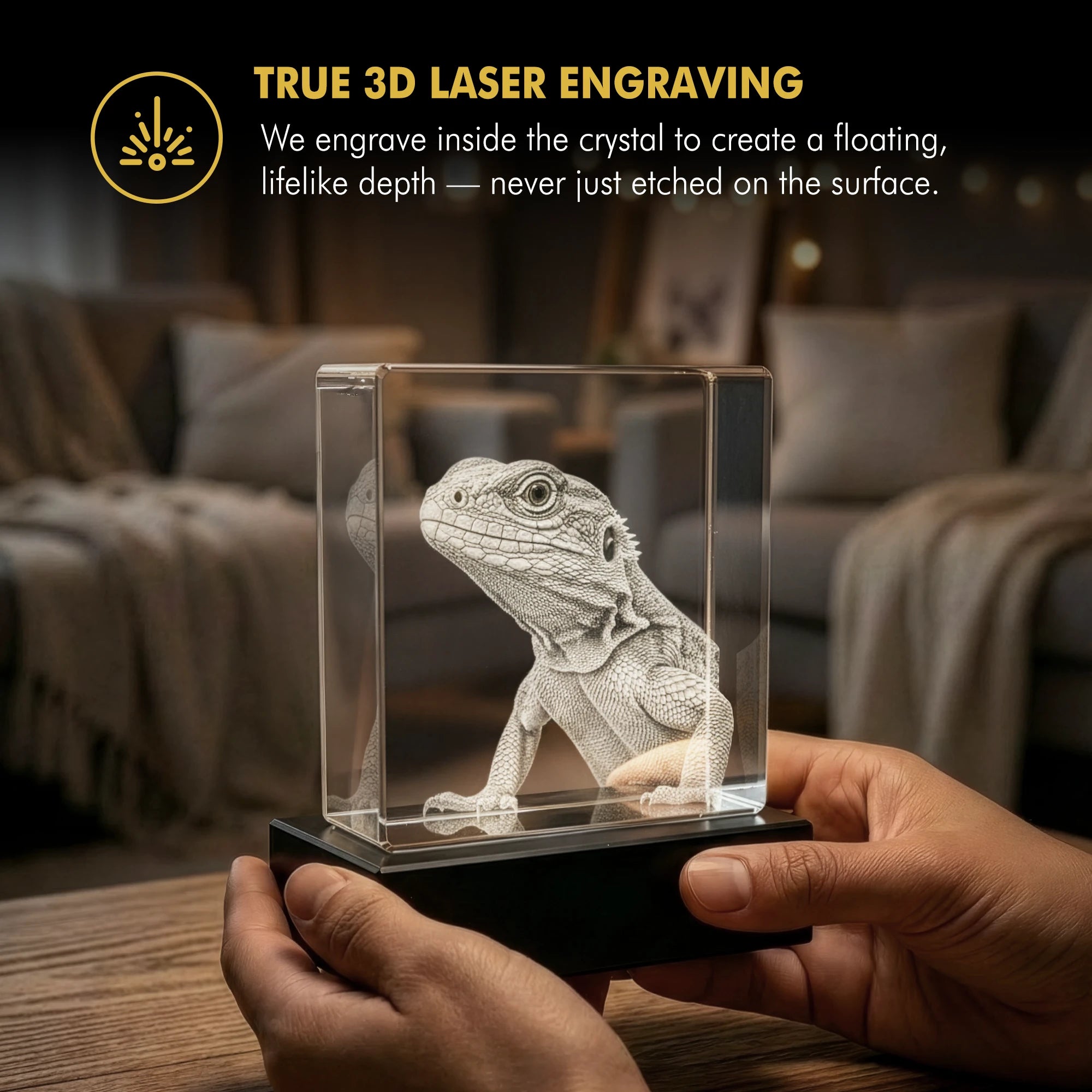 3D Memory Crystal™ - Tabletop - Square - Beyond Memories