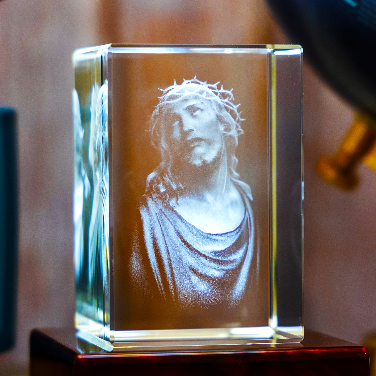 Jesus Crystal Engraving - 3D Rectangle