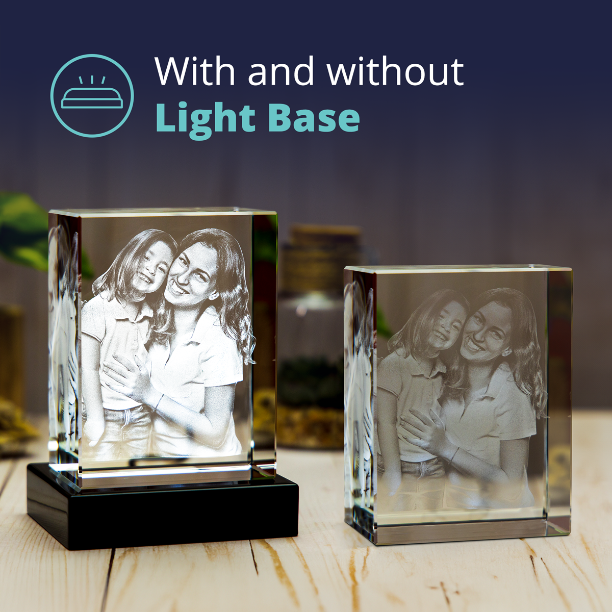 Crystal Light Base - Small - With And Without Light Base