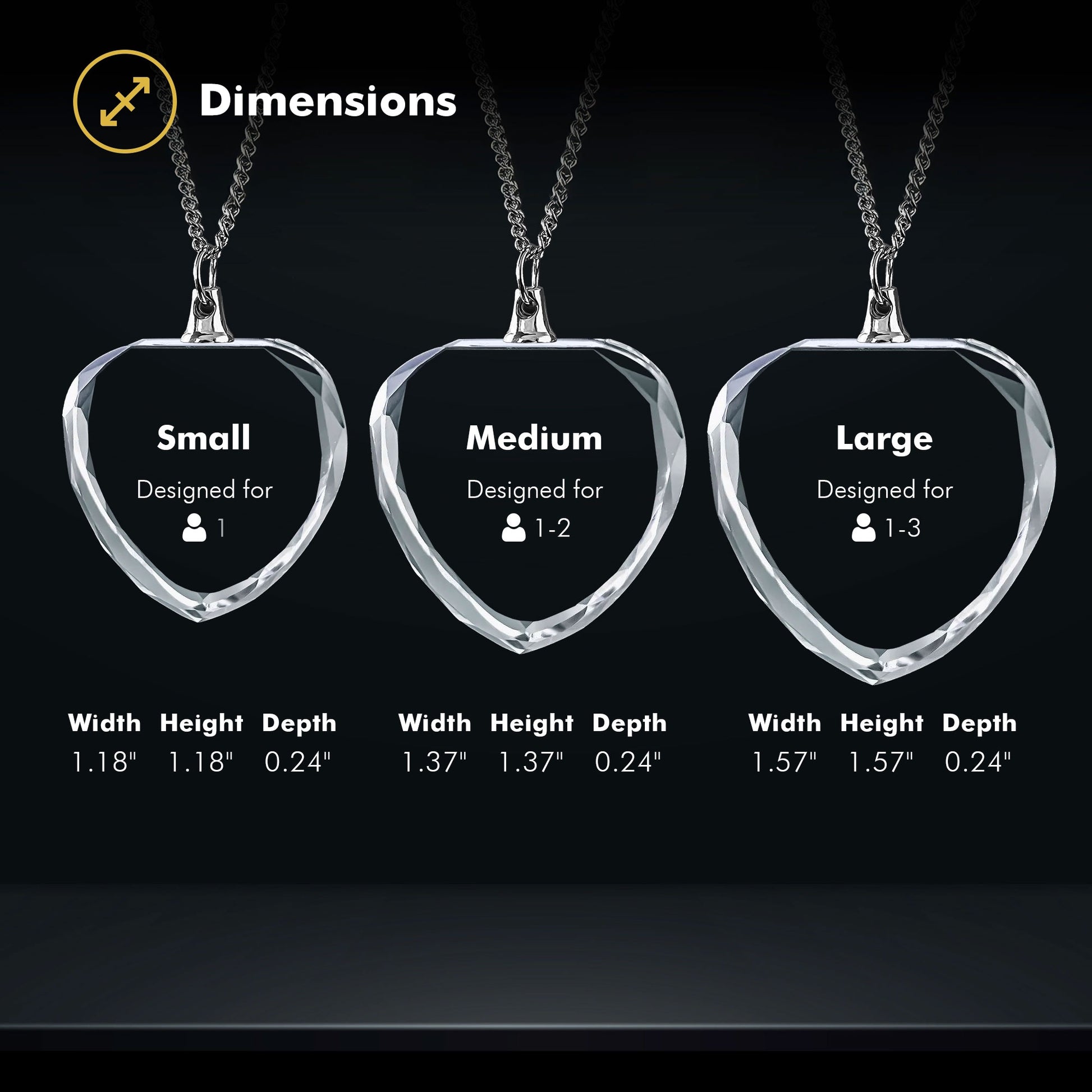 Beyond Memories Necklace Heart Size Chart
