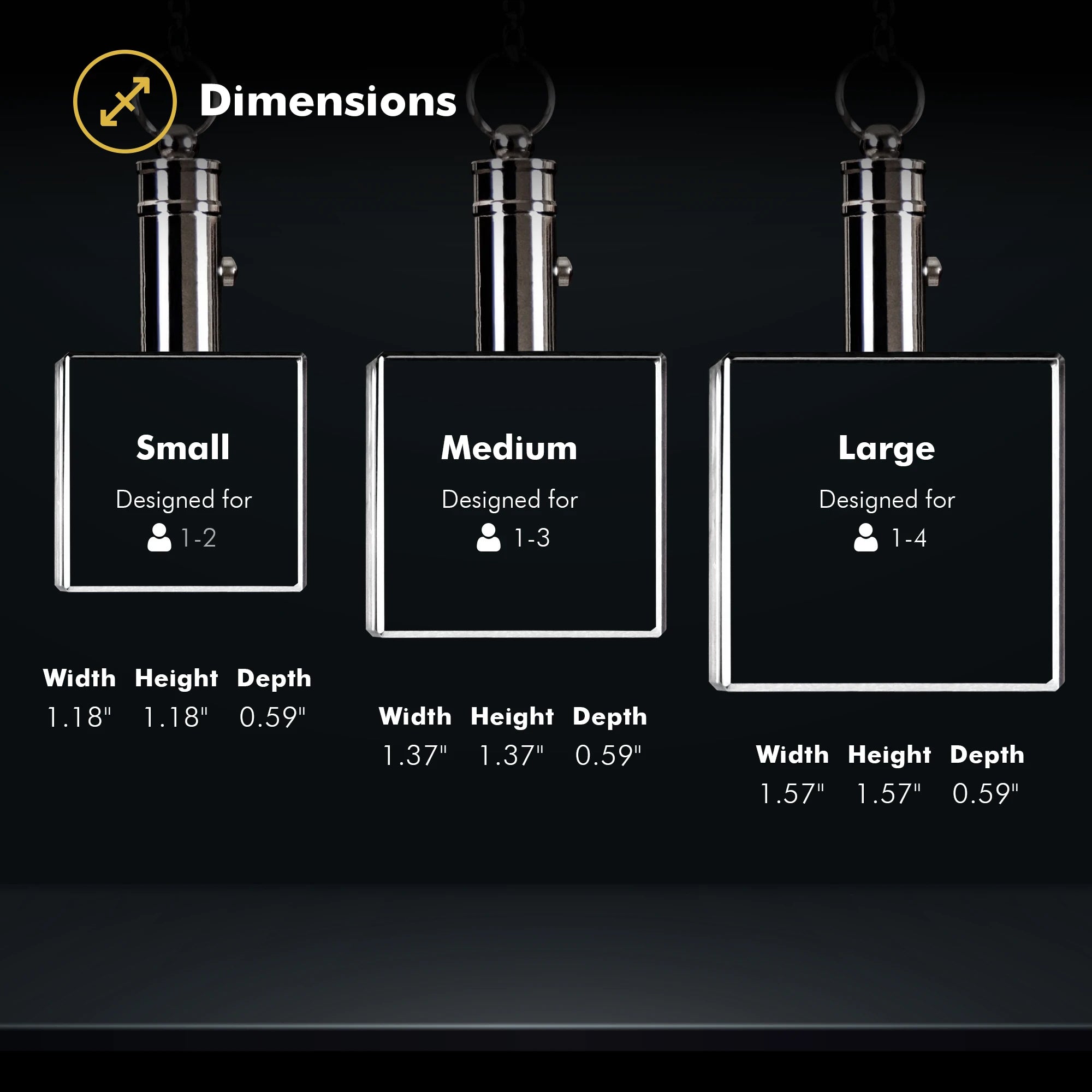 Square Photo Keychain Size Chart