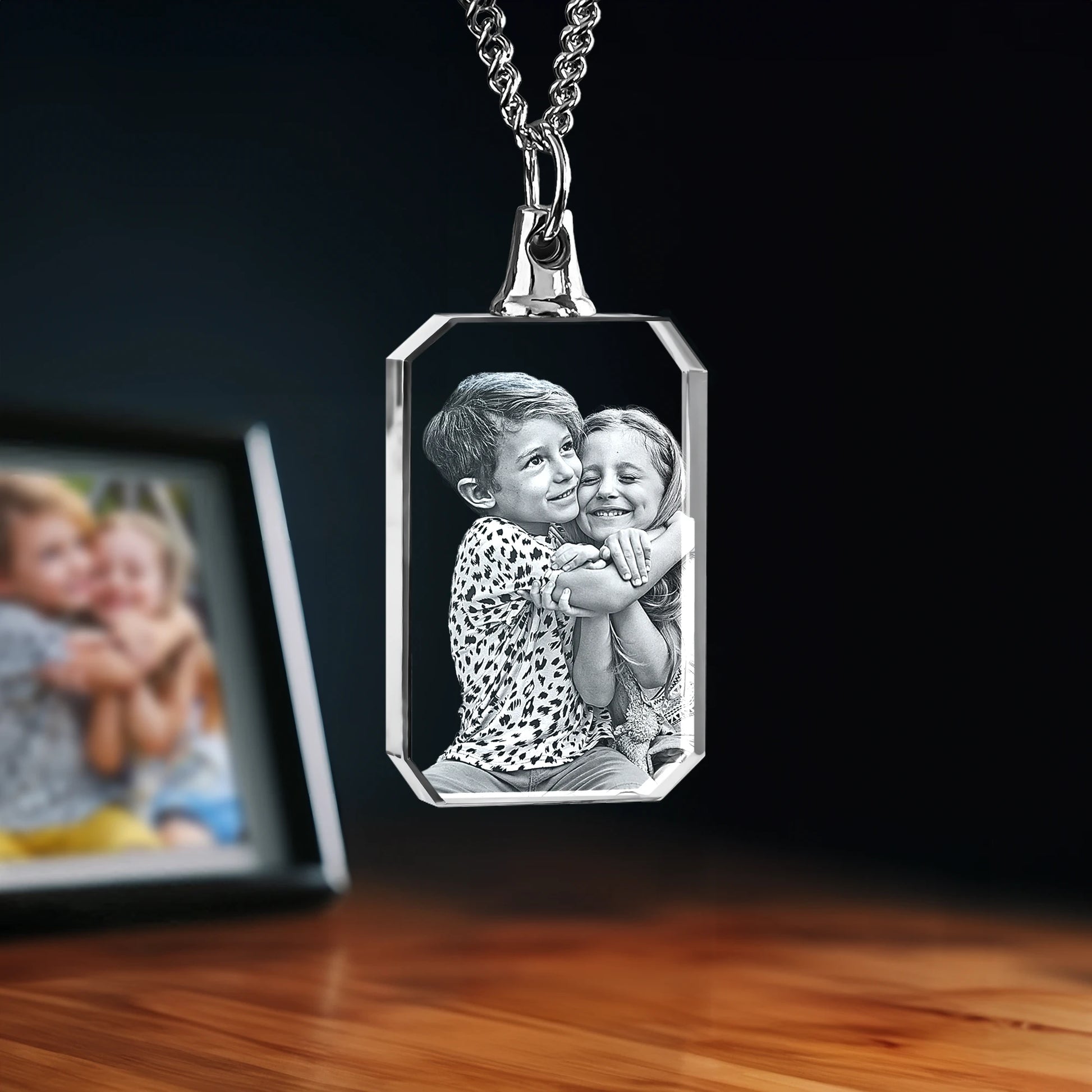 2D Crystal Photo Necklace - Rectangle - Beyond Memories - 93299336