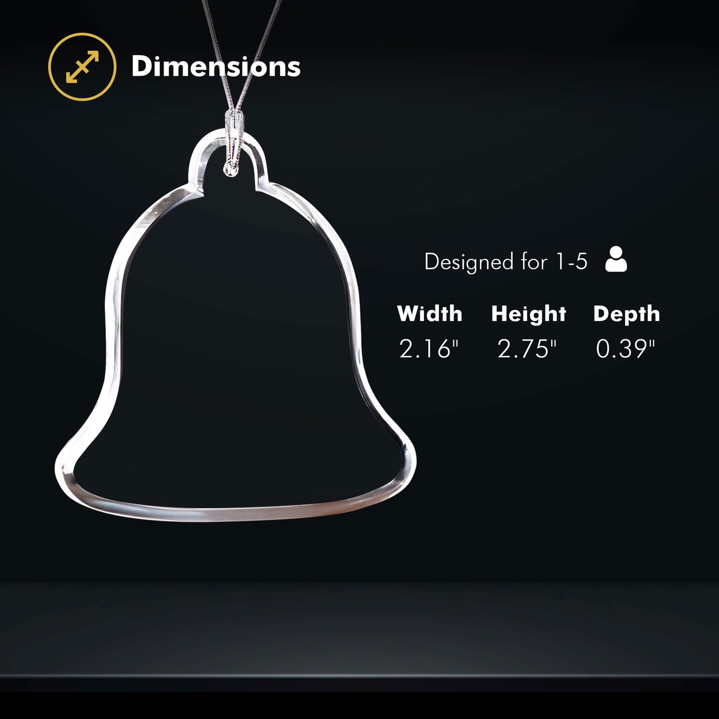 Crystal Ornament - Bell - Size Chart