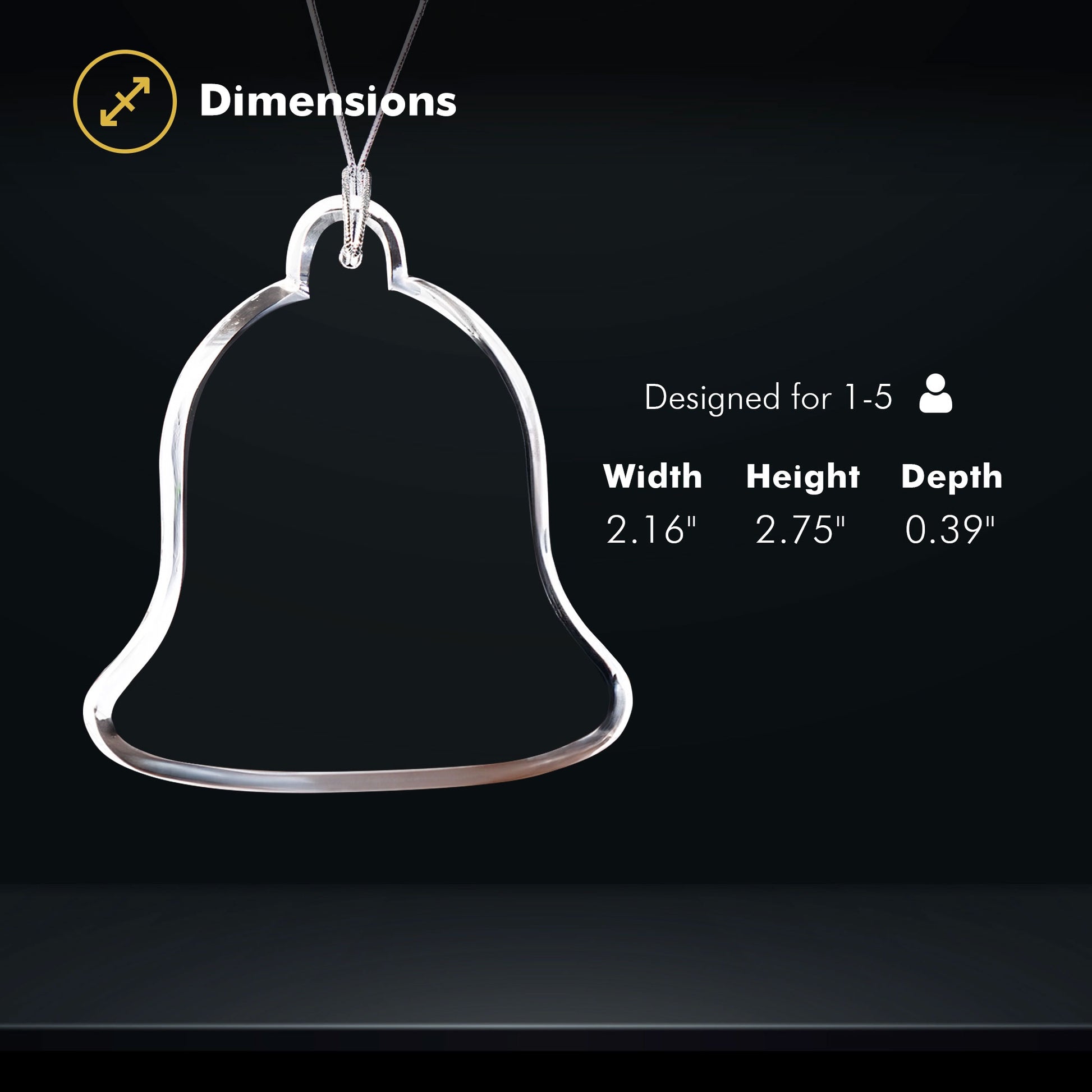 Crystal Ornament - Bell - Size Chart