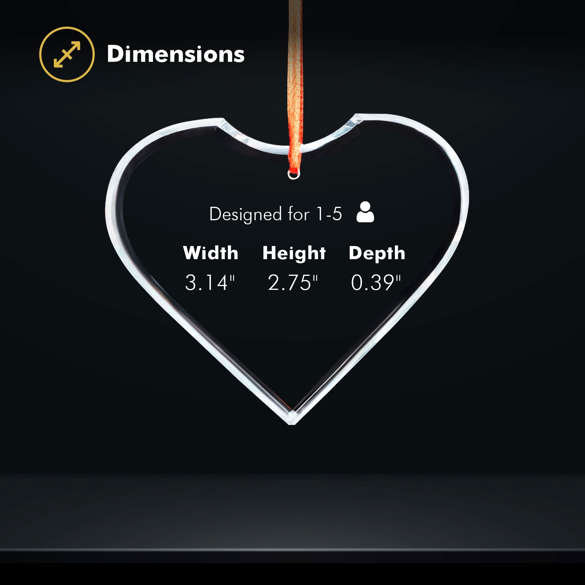 Crystal Ornament - Heart - Size