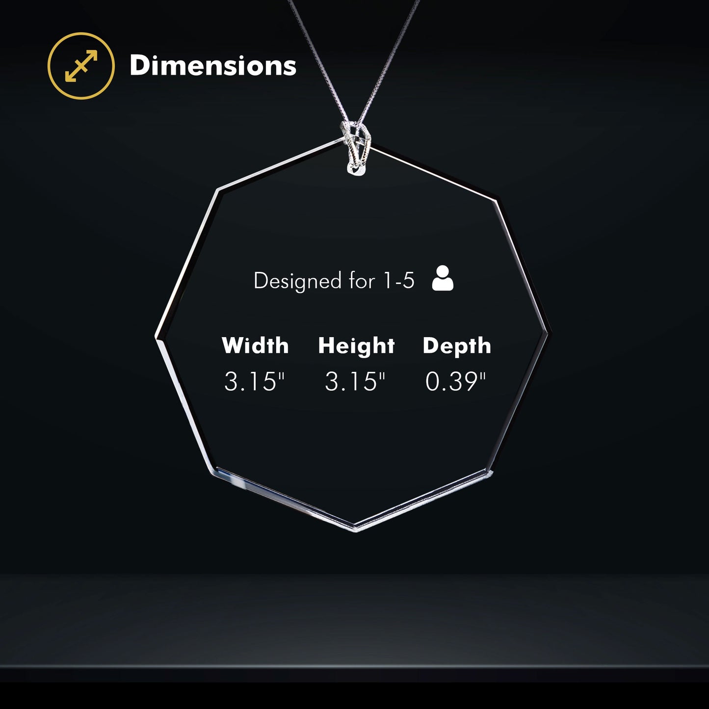 Crystal Ornament - Octagon - Size Chart