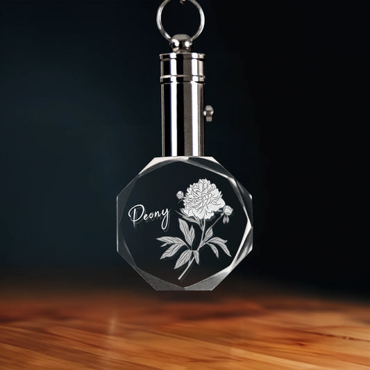 November Peony Crystal Keychain - Octagon - Beyond Memories - 57055440