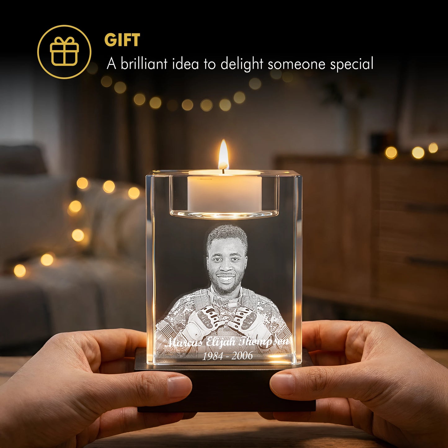 3D Memory Crystal™ - Tabletop - Candle Holder - Beyond Memories