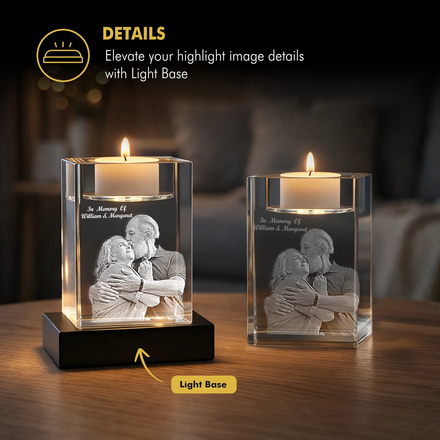 3D Memory Crystal™ - Tabletop - Candle Holder - Beyond Memories