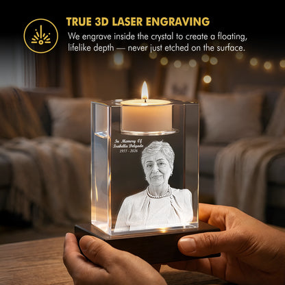 3D Memory Crystal™ - Tabletop - Candle Holder - Beyond Memories