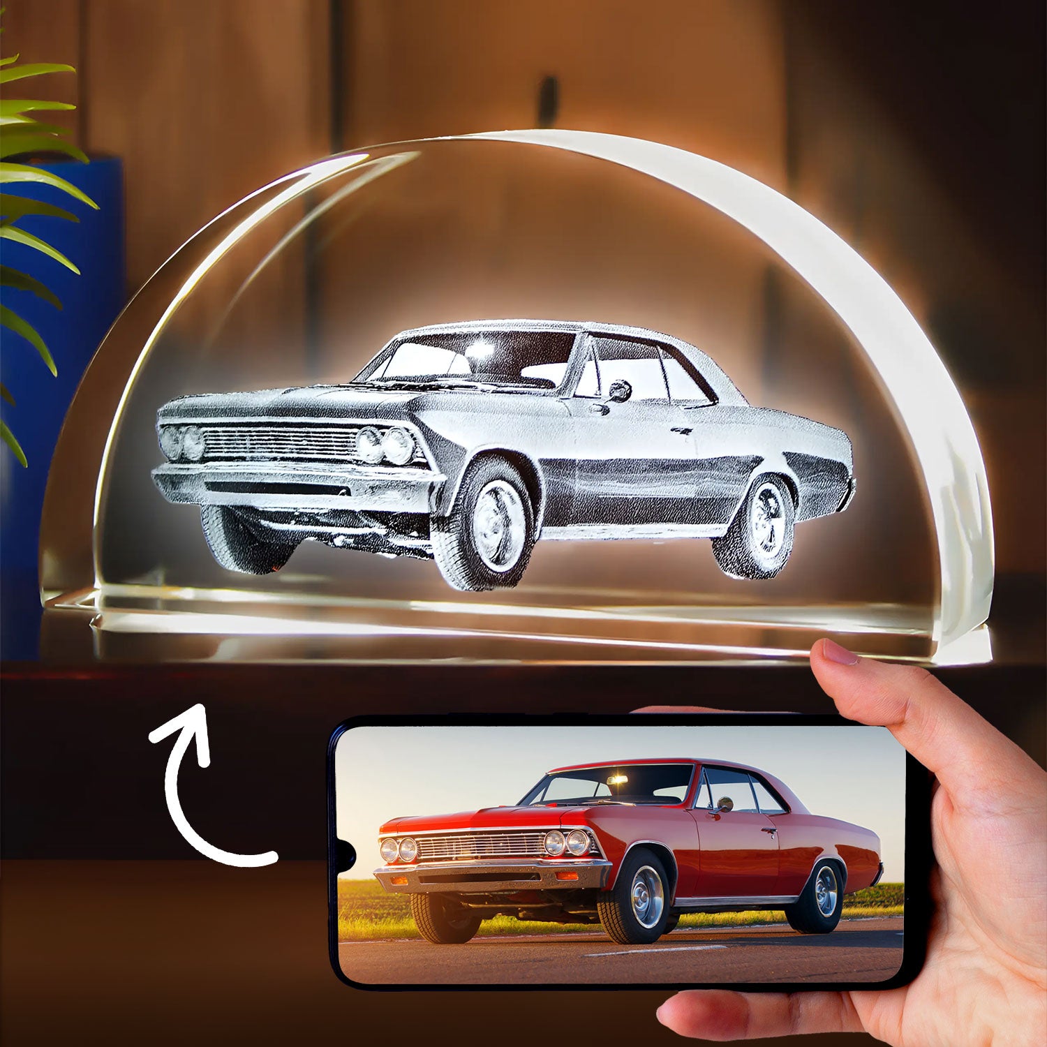 Crescent Crystal Engraving - 3D Arc