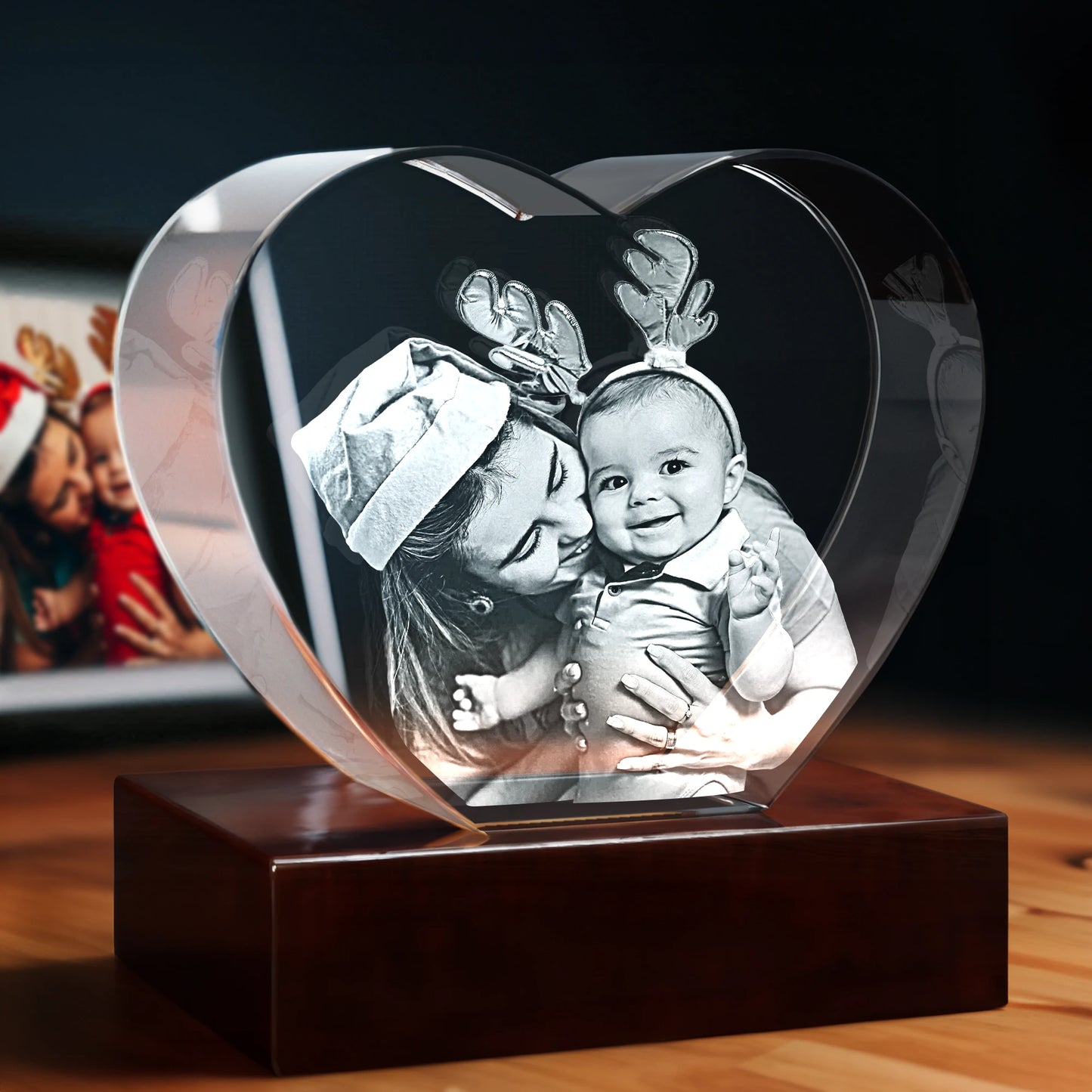 3D Christmas Engraving Crystal - Heart - Beyond Memories - 56455910