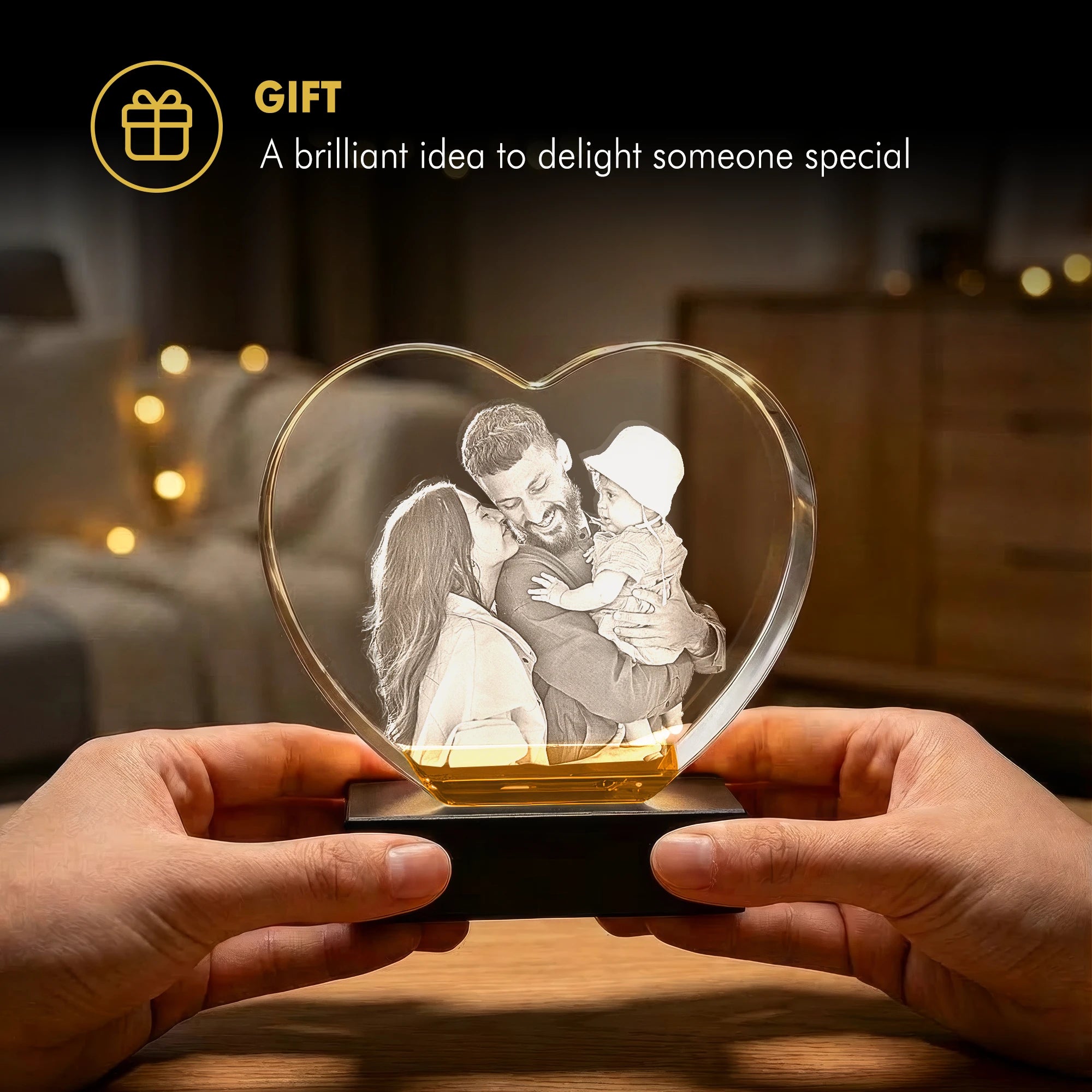 3D Memory Crystal™ - Tabletop - Heart - Jewel - Beyond Memories