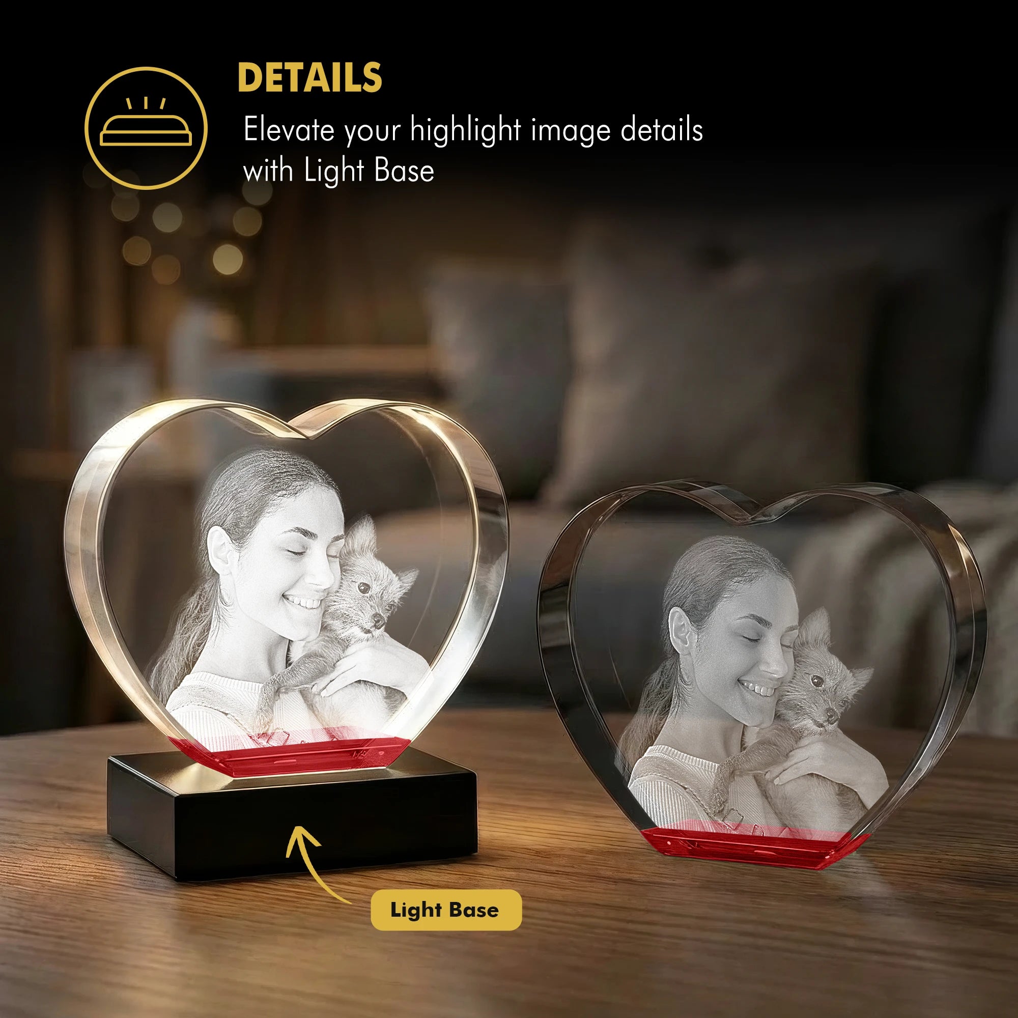 3D Memory Crystal™ - Tabletop - Heart - Jewel - Beyond Memories