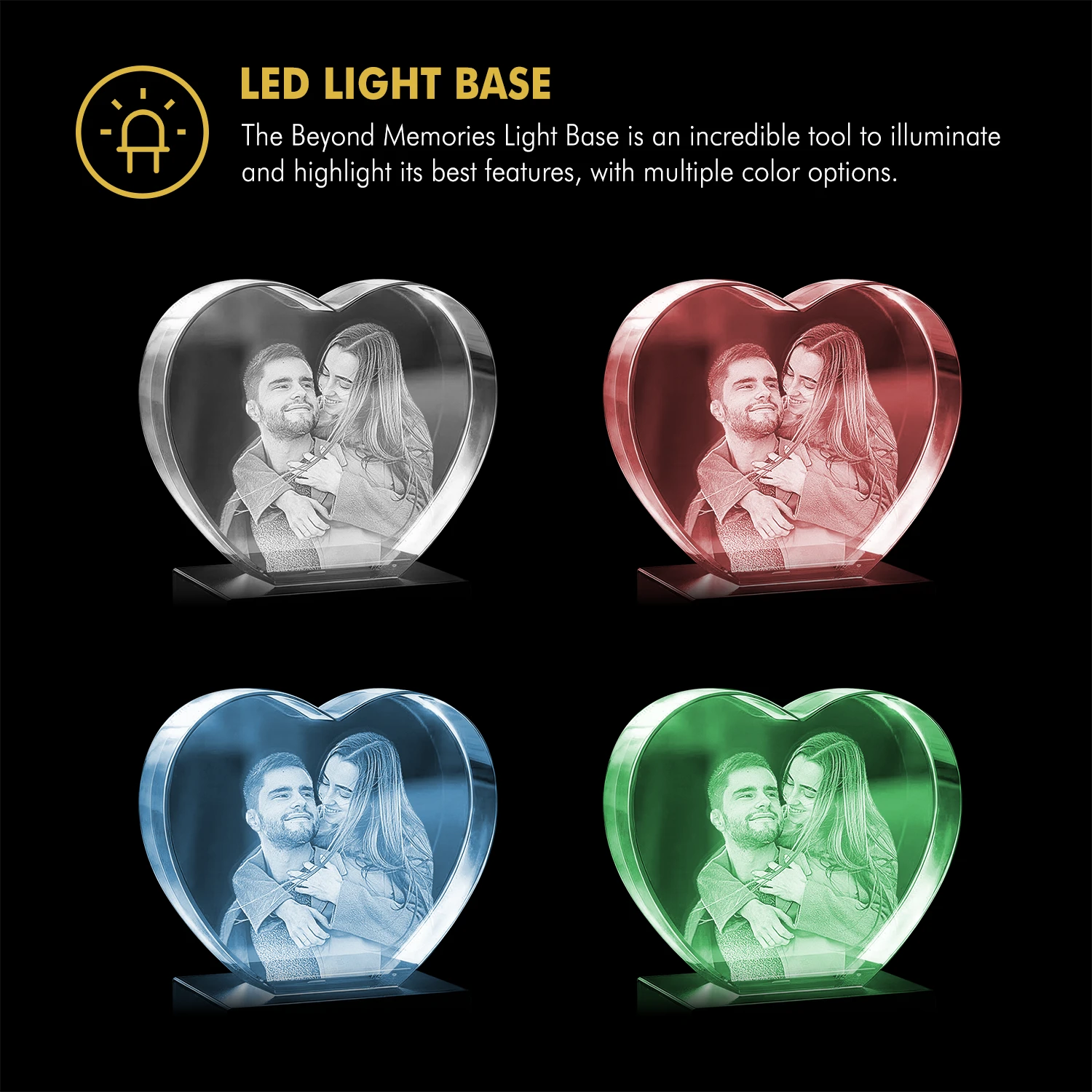 3D Memory Crystal™ - Tabletop - Heart - Jewel - Beyond Memories