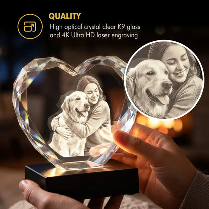 3D Memory Crystal™ - Tabletop - Heart - Multi-Faceted