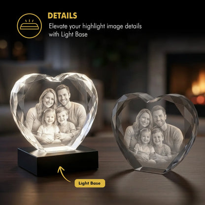 3D Memory Crystal™ - Tabletop - Heart - Multi-Faceted