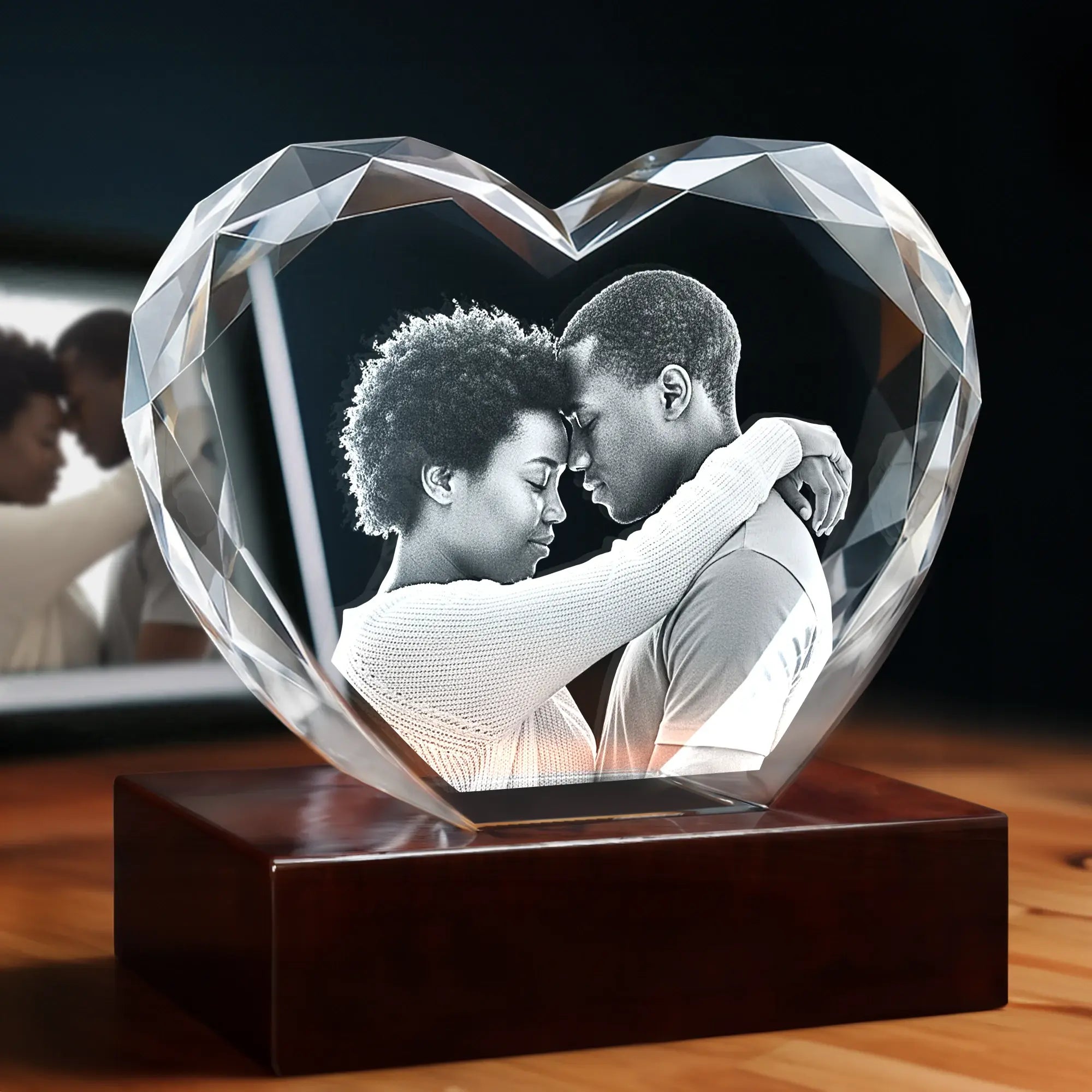 3D Memory Crystal™ - Tabletop - Heart - Multi-Faceted - Beyond Memories