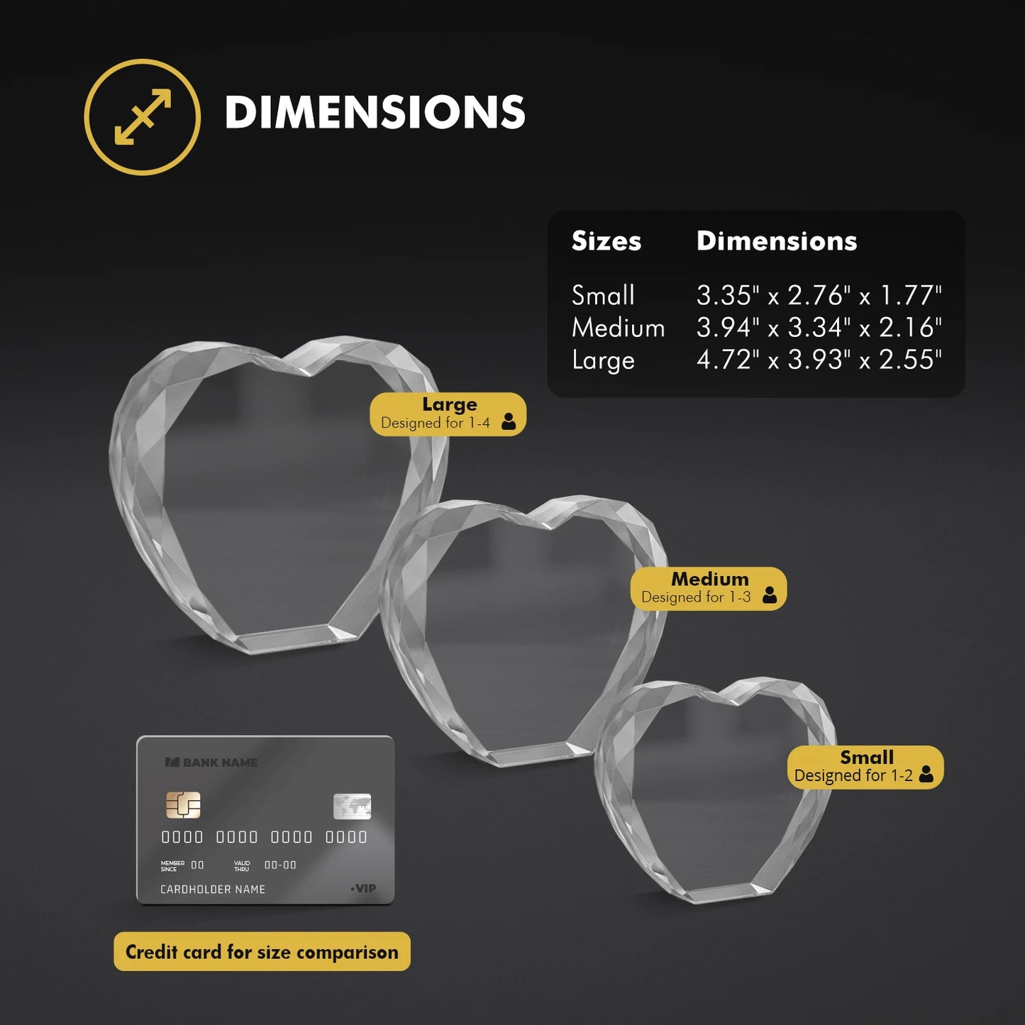 3D Memory Crystal™ - Tabletop - Heart - Multi-Faceted