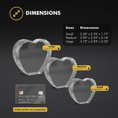 3D Memory Crystal™ - Tabletop - Heart - Multi-Faceted