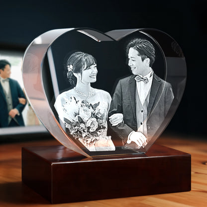 3D Wedding Engraving Crystal Gift - Heart - Beyond Memories - 1748240