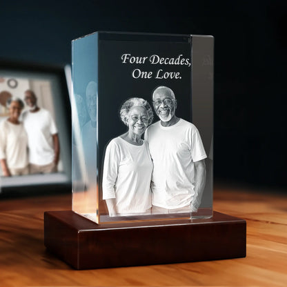 3D Anniversary Engraving Crystal - Rectangle - Beyond Memories