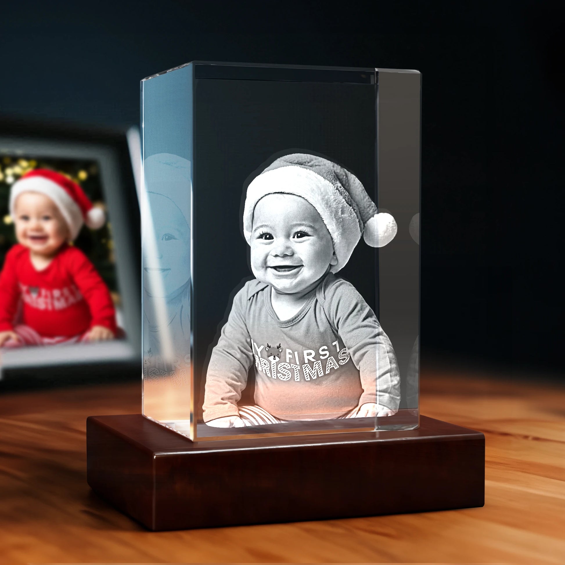 3D Christmas Engraving Crystal - Rectangle - Beyond Memories - 40025692