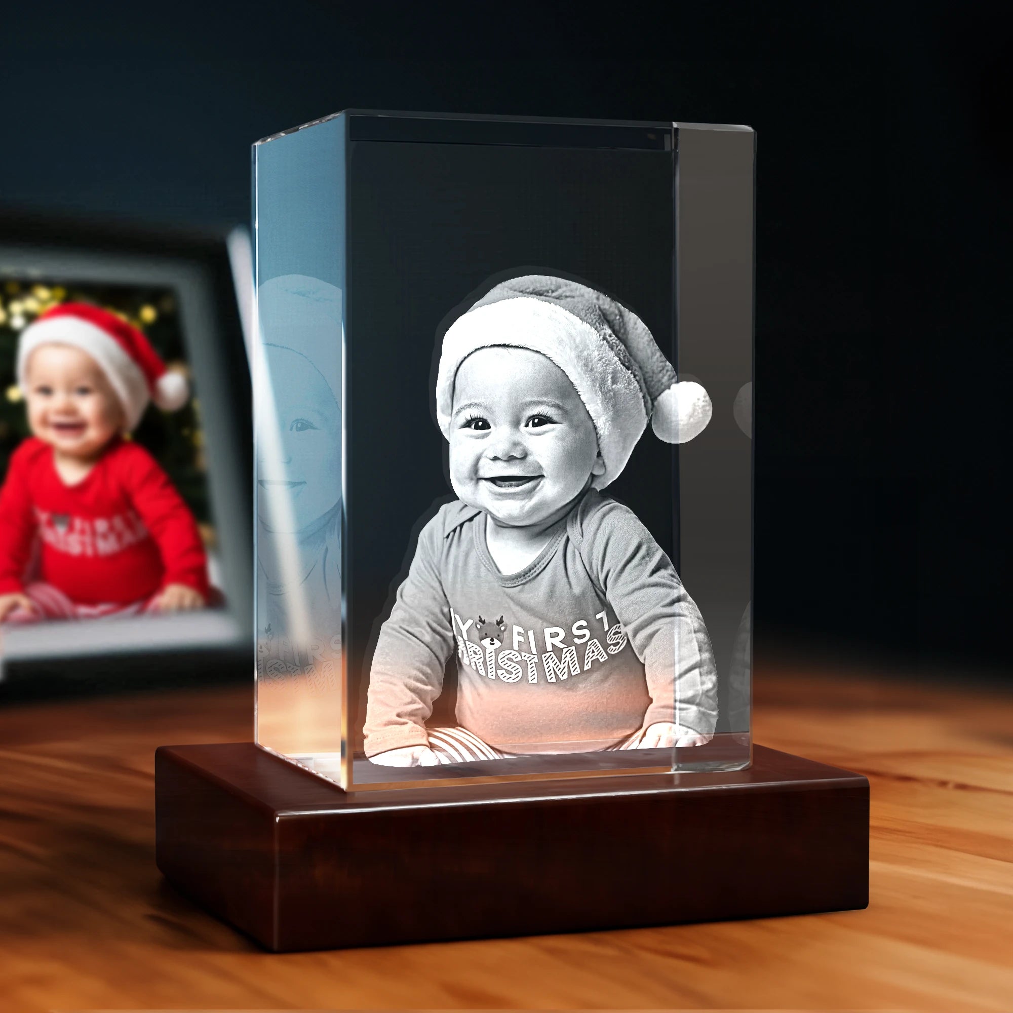 3D Christmas Engraving Crystal - Rectangle - Beyond Memories - 40025692