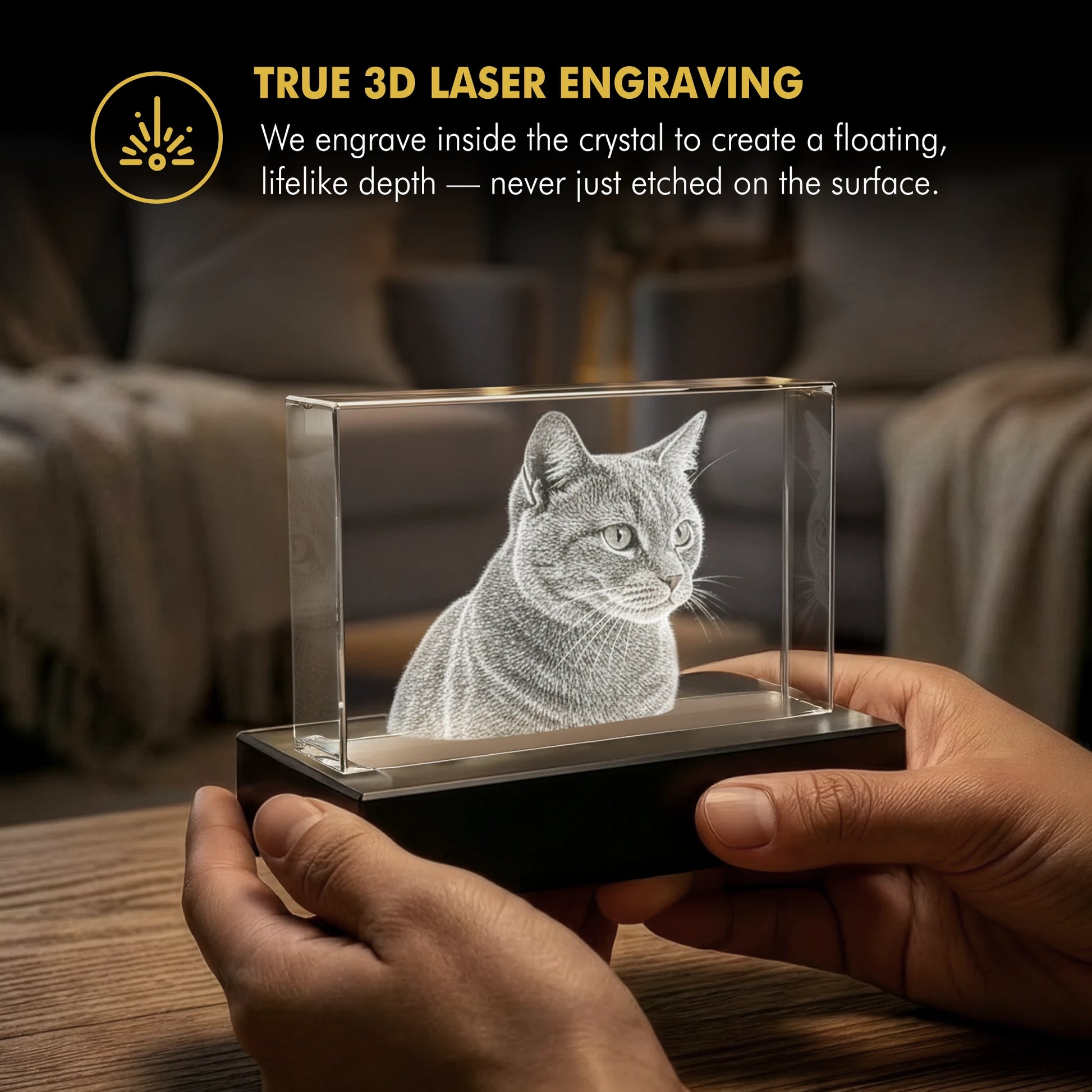 3D Memory Crystal™ - Tabletop - Rectangle - Wedding Gift - Beyond Memories