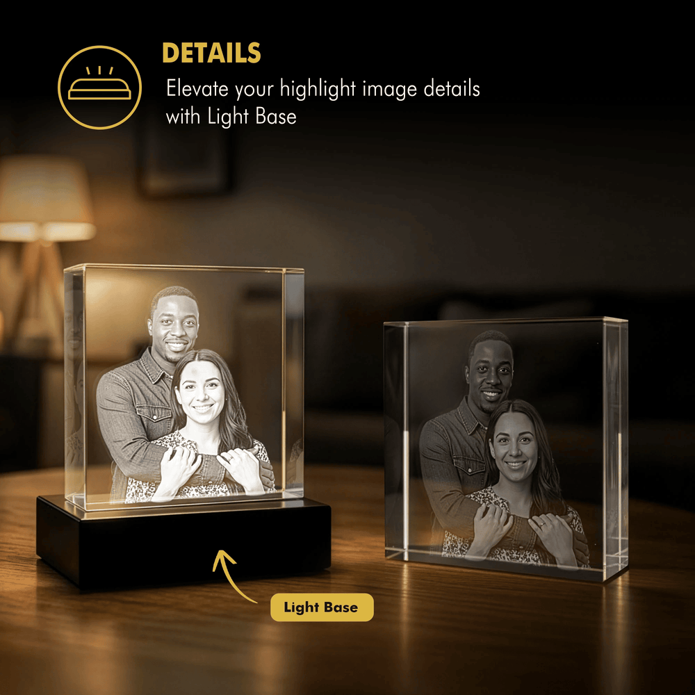 3D Crystal Wedding Photo Gift, Square | Beyond Memories