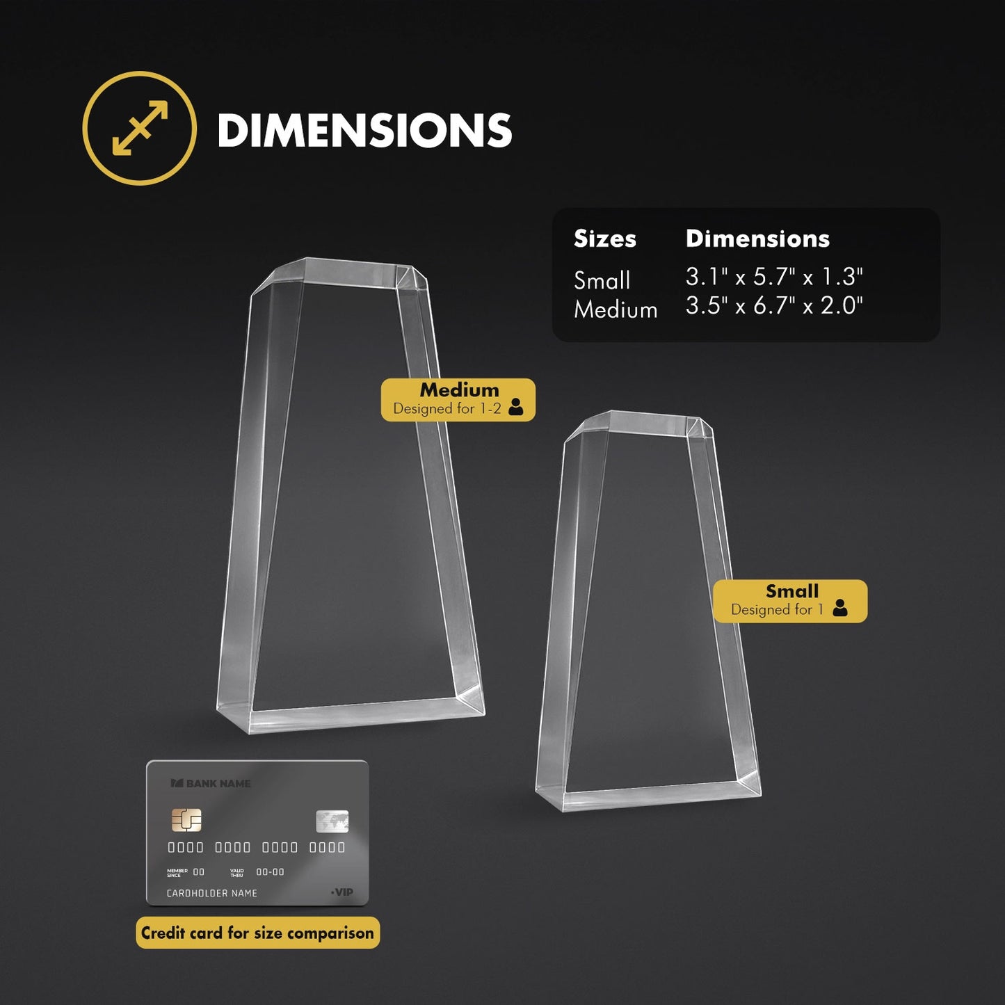 Crystal Award - 3D Tower Size Chart