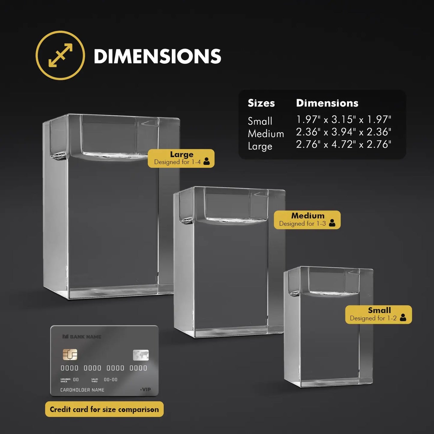 Crystal Tribute Engraving - Size Chart