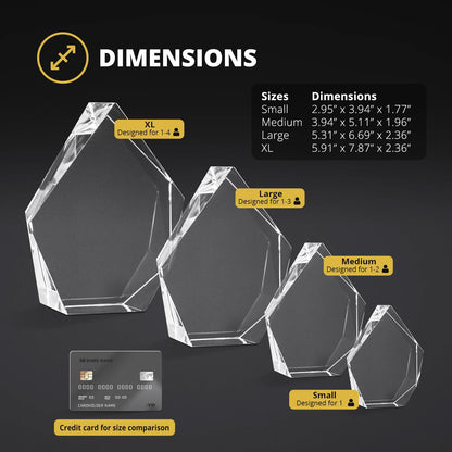 Prestige Hexagon Crystal Size Chart