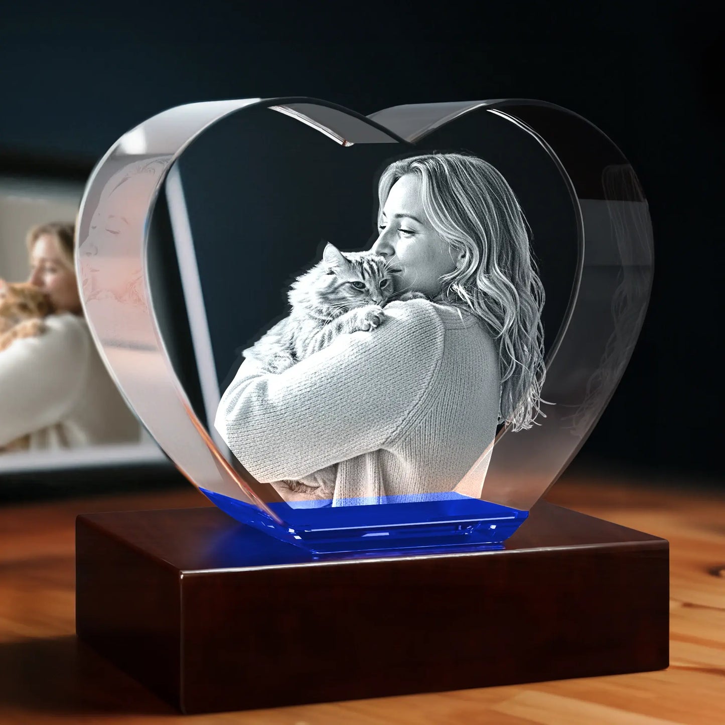 3D Photo Engraving Crystal Keepsake – Jewel Heart