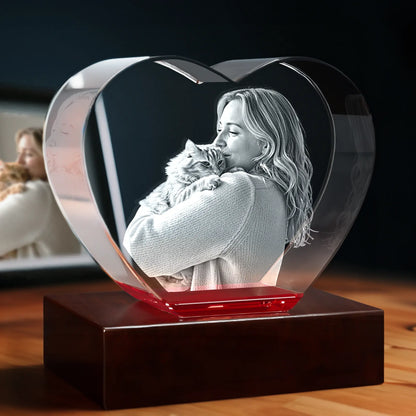 3D Photo Engraving Crystal Keepsake – Jewel Heart