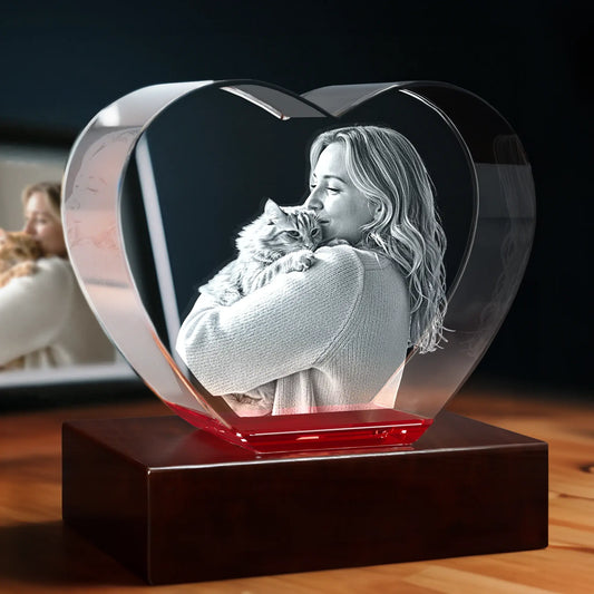 3D Photo Engraving Crystal Keepsake – Jewel Heart
