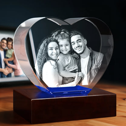 3D Photo Engraving Crystal Keepsake – Jewel Heart