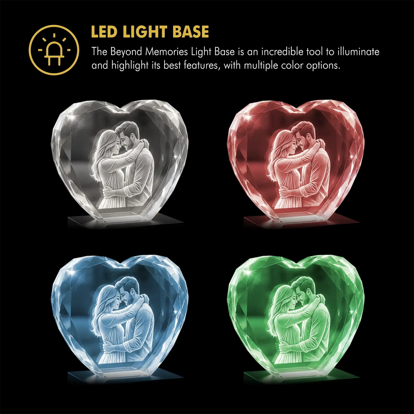 3D Photo Engraving Multi Faceted Heart Crystal